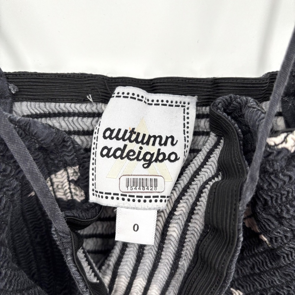 Autumn Adeigbo Winnie Dress Sz 0 Black White Heart Print Smocked‎ Midi Feminine - Picture 4 of 15